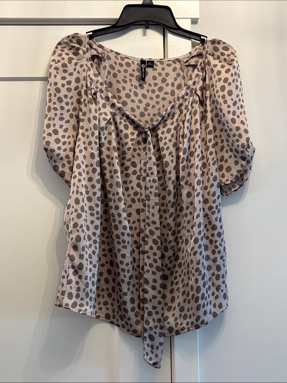 Milano Taupe and Chocolate Leopard Print Blouse